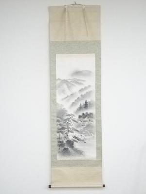 雲峯筆　山水　肉筆絹本掛軸